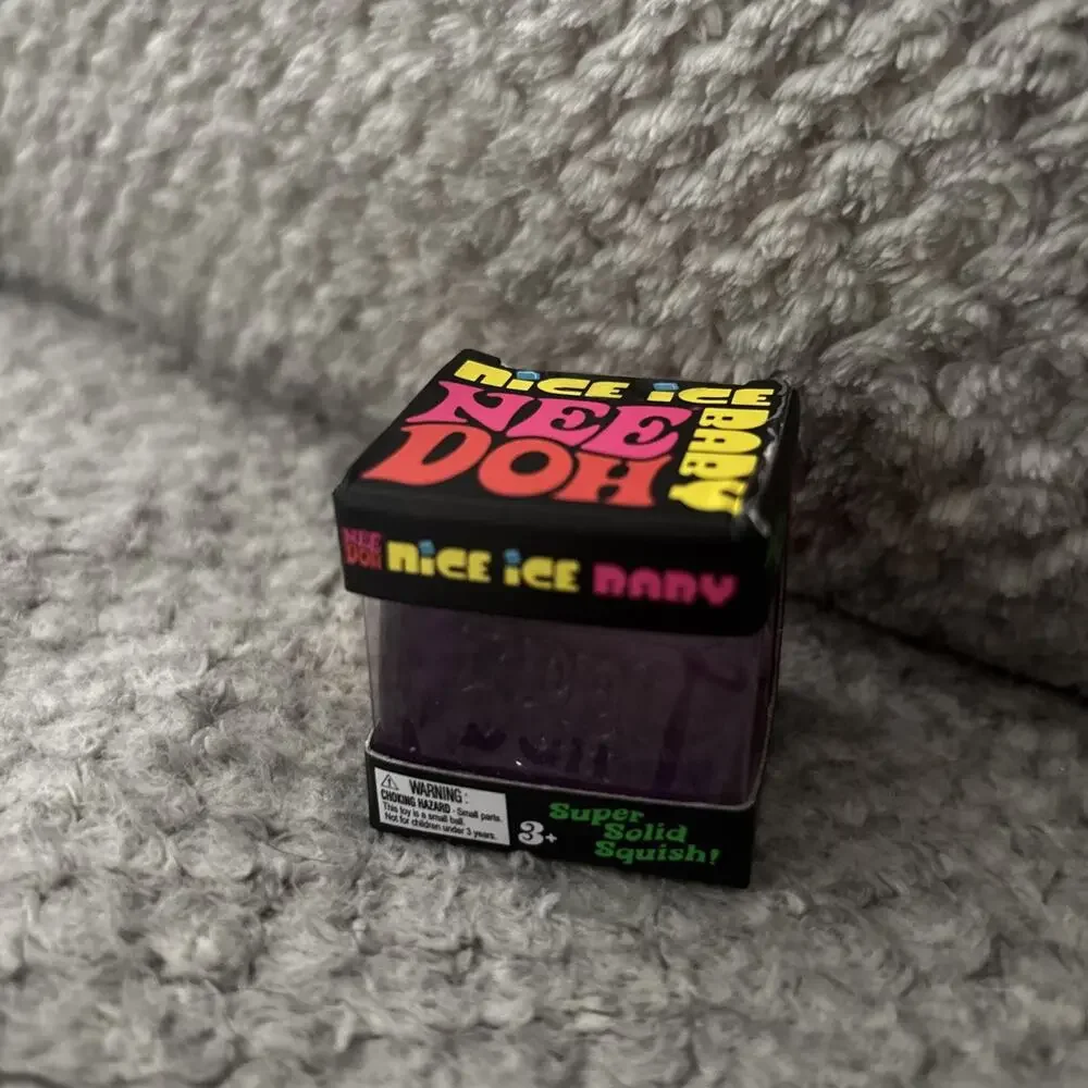 Schylling NeeDoh Nice Ice Baby Super Solid Squish Mini Cube Purple